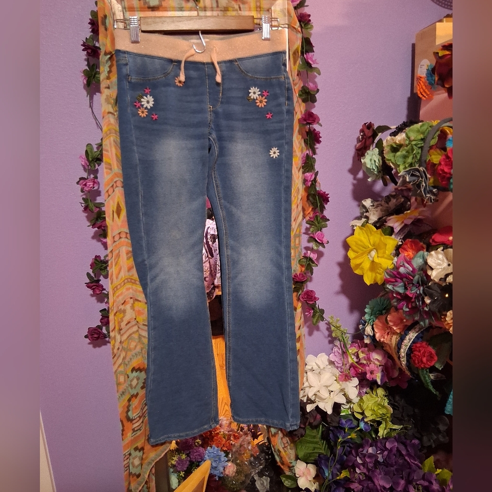 SO Kids Blue Jeans with Floral Embroidery